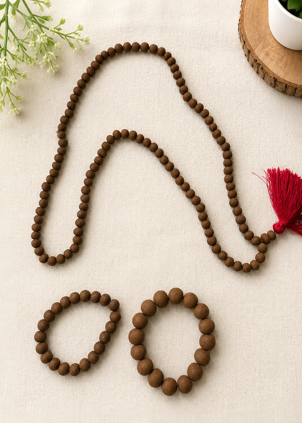 Cowdung Mala & Bracelet Set